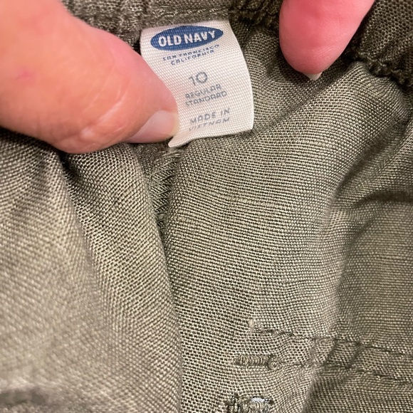 Old navy ladies olive green cargo-style jogger pants linen sz 10 - Picture 7 of 9